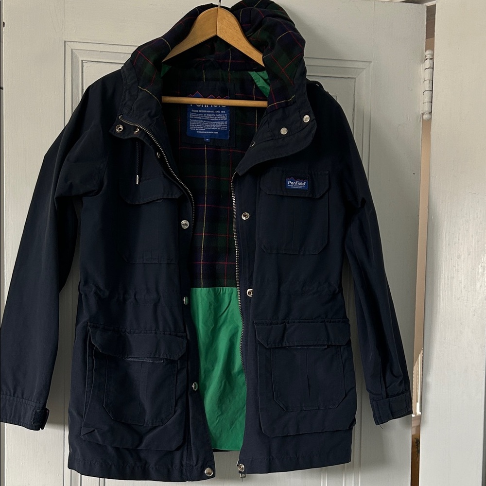 Penfield Navy Blue Hooded Parka with Green Lining